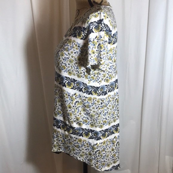 Lucky Brand Floral Button Back Linen T-Shirt Small - Picture 2 of 7